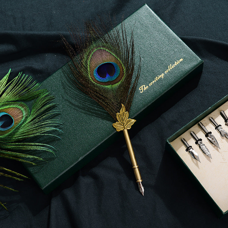 Vintage Feather Pen Set - Creative Birthday Gift